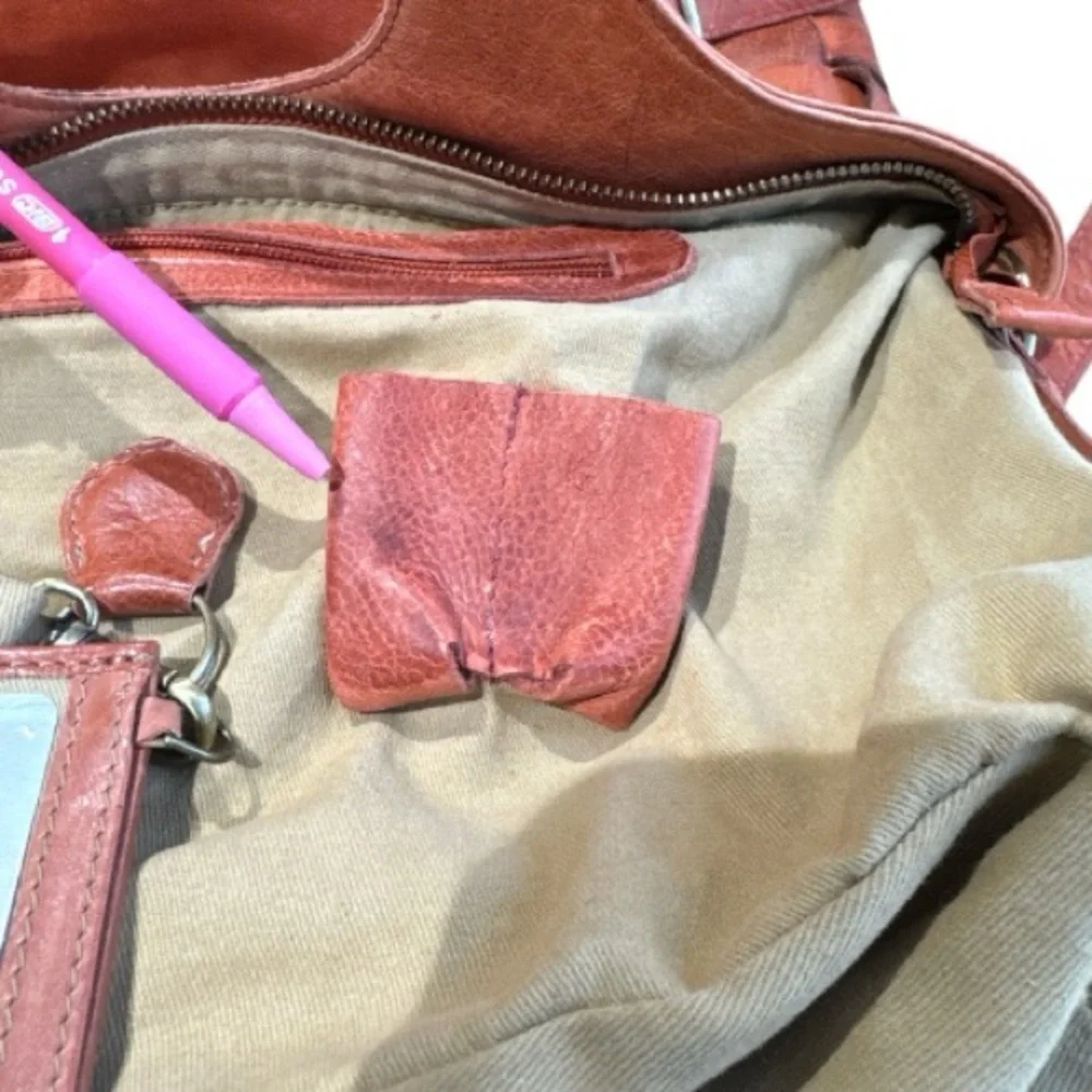 Woven Leather Crossbody Tote in Rust